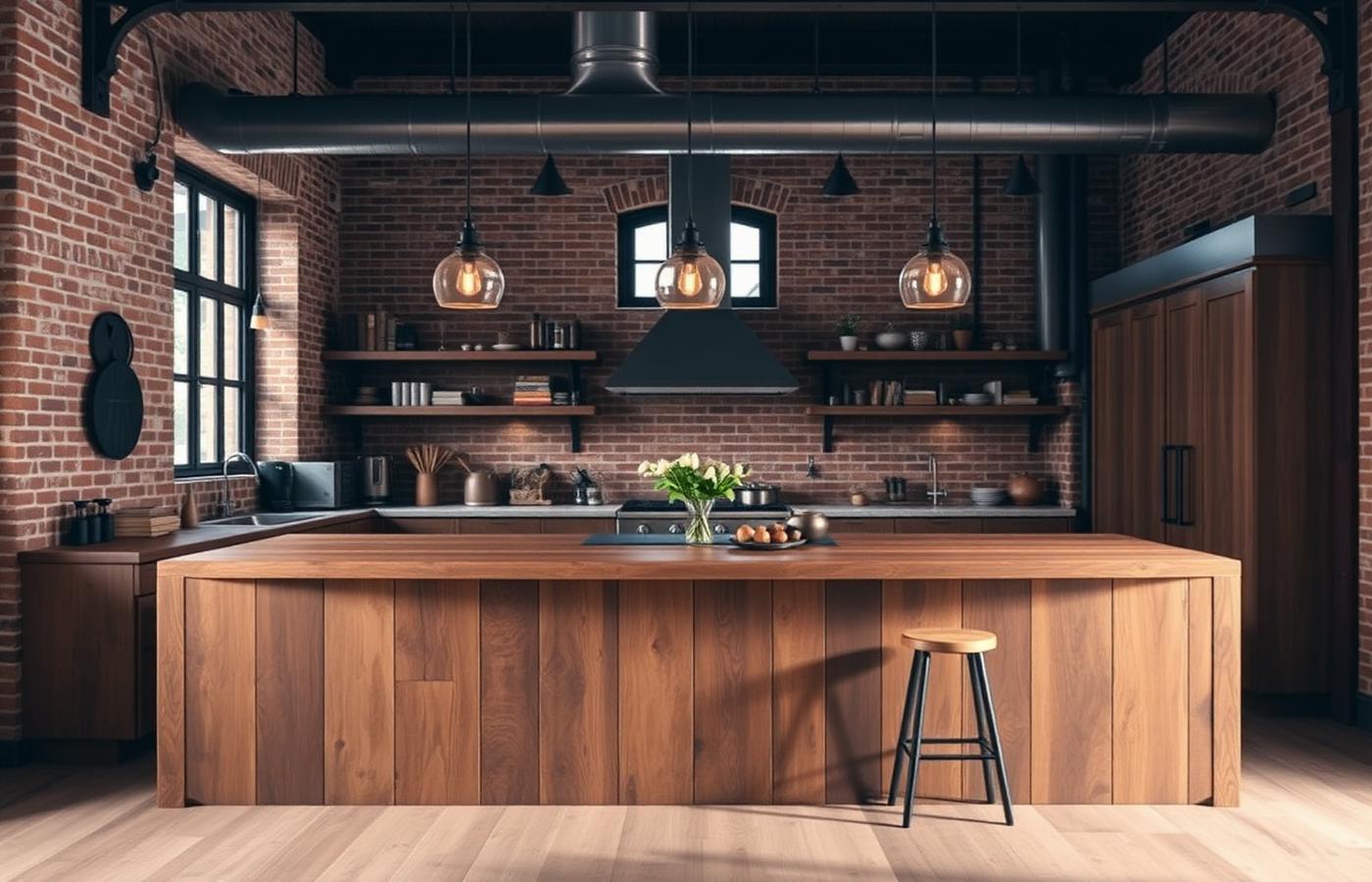 Wood kitchen island